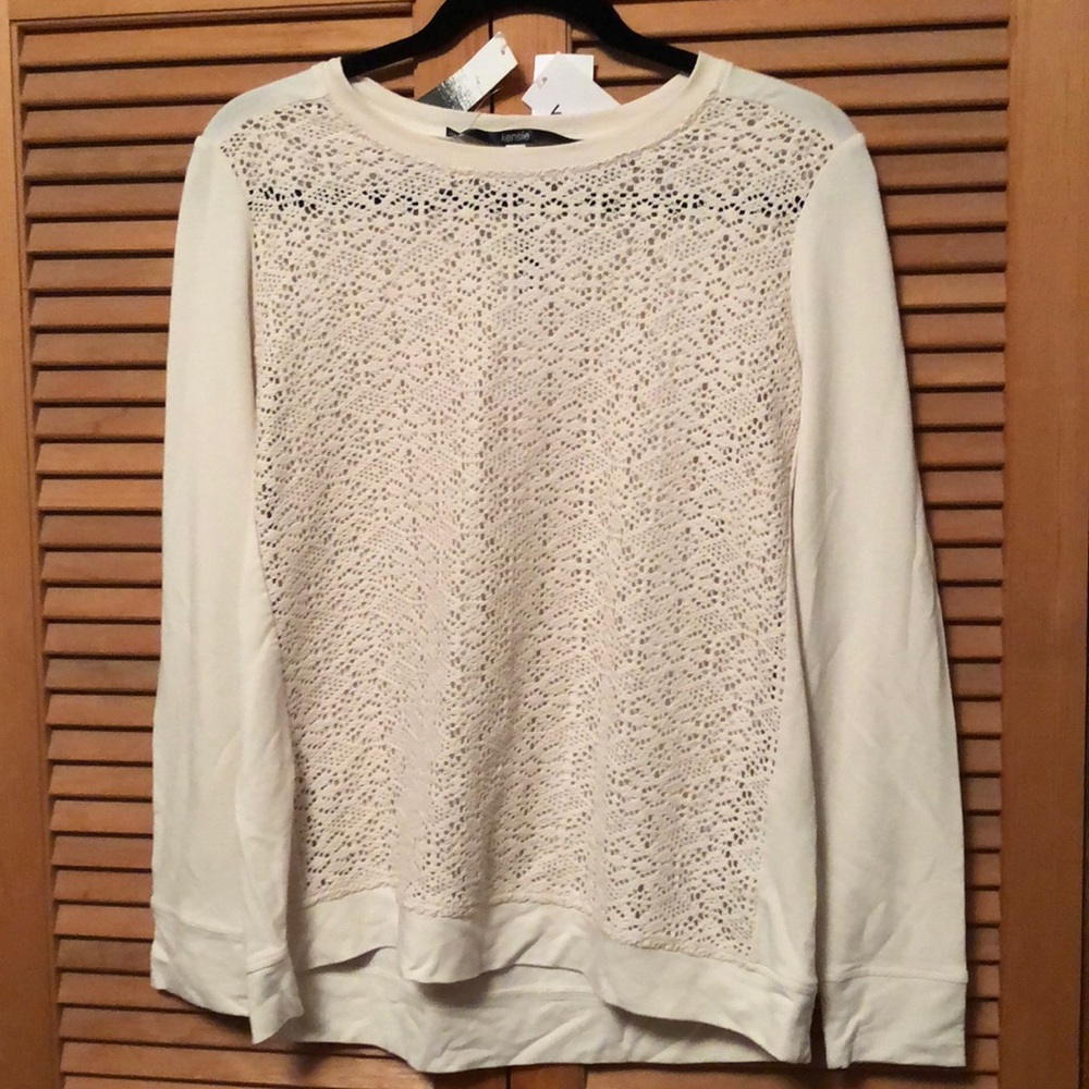 NWT Kensie Cream Crocheted Sweater Size M
